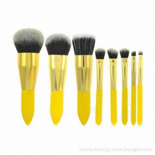 8 Pieces New Arrival/Style Fashionable Mini Travel Cosmetic Makeup Brush Kit with Yellow Wood Handle